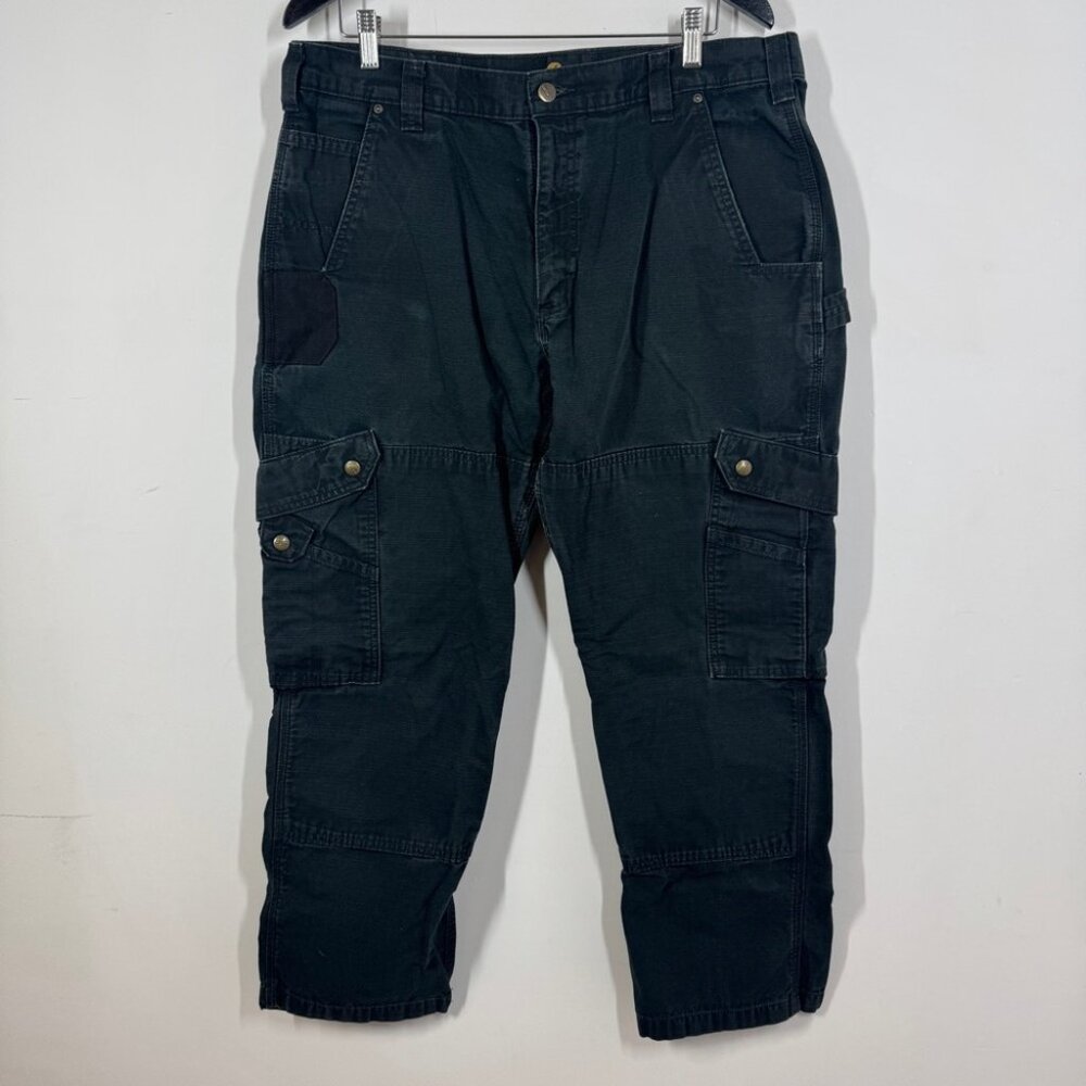 Carhartt Rip Stop Cargo Work Pants Size 38x30 Worn Trashed Utility Cotton - Picture 2 of 15